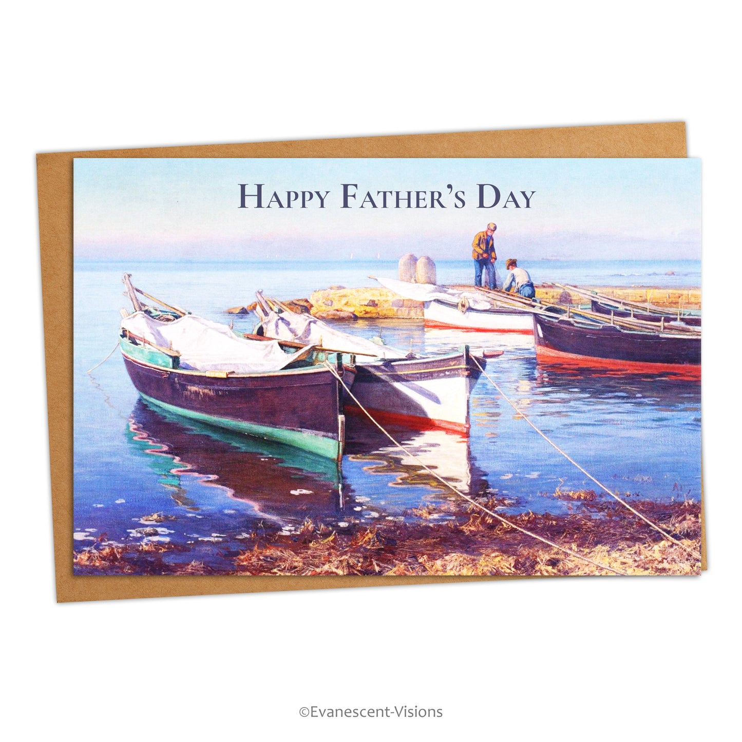 'Finland Fishing Boats' by artist Elin Danielson-Gambogi Father's Day Card with envelope