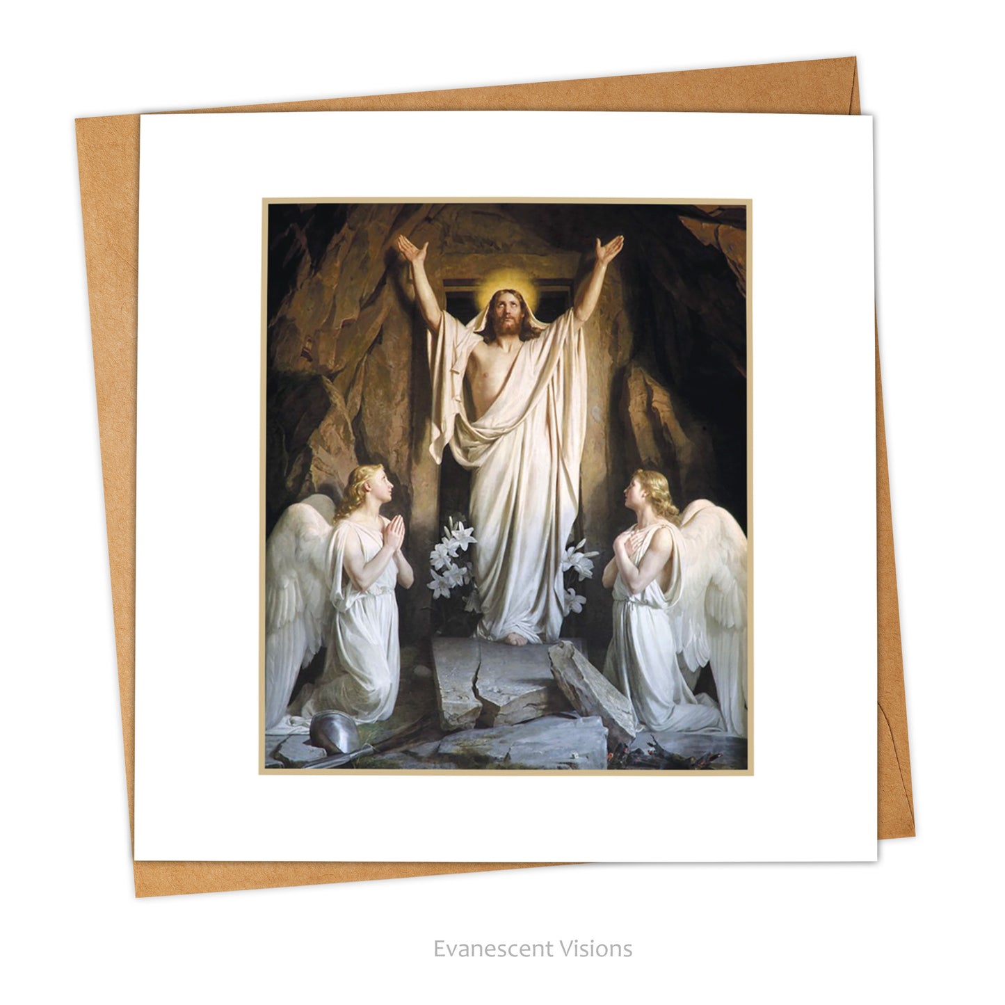 Resurrection of Christ Religious Easter Card and envelope with design from painting 'the Resurrection' by Carl Heinrich Bloch