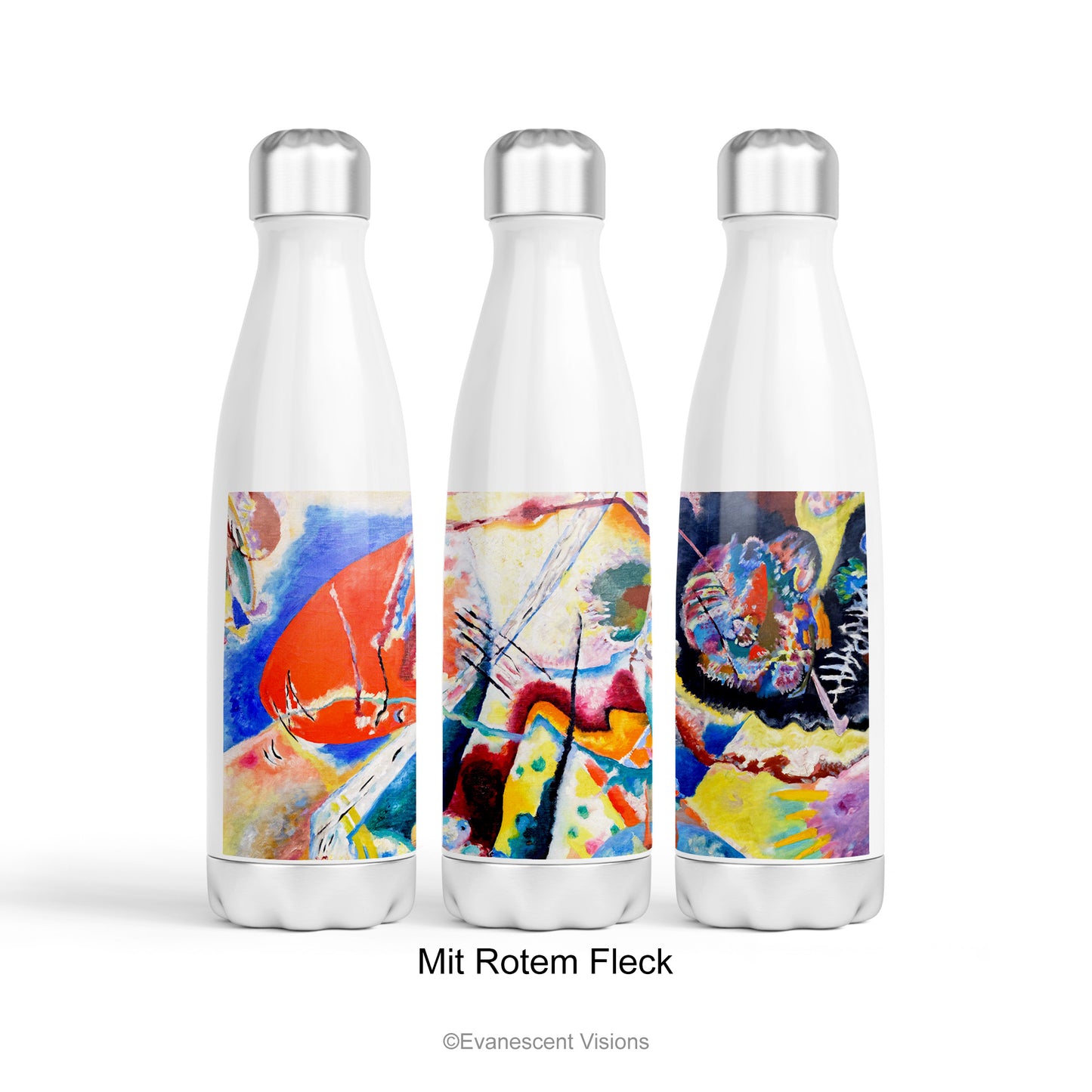 Kandinsky Art Personalised Stainless Steel Water Bottle with the design option 'Mit Rotem Fleck'