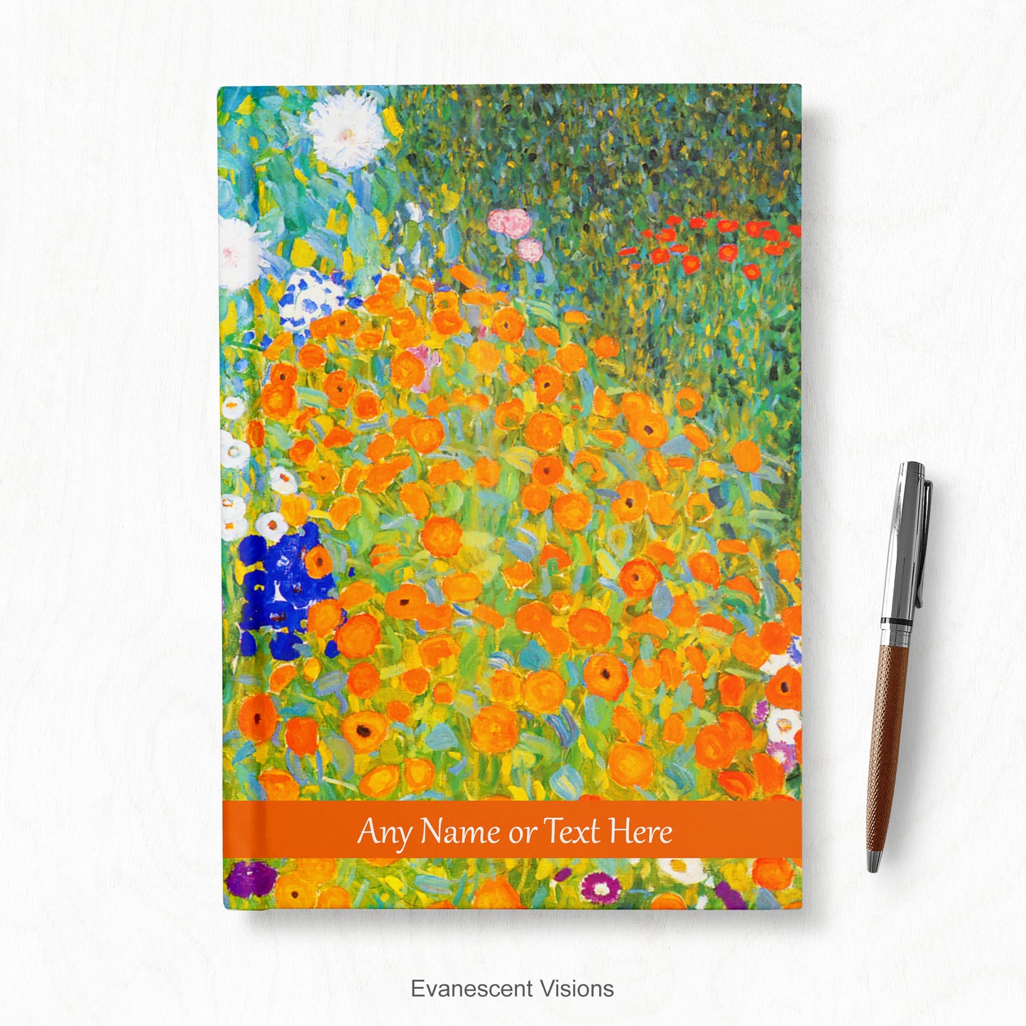 Personalised Notebook, Hardback with Klimt's Bauerngarten artwork