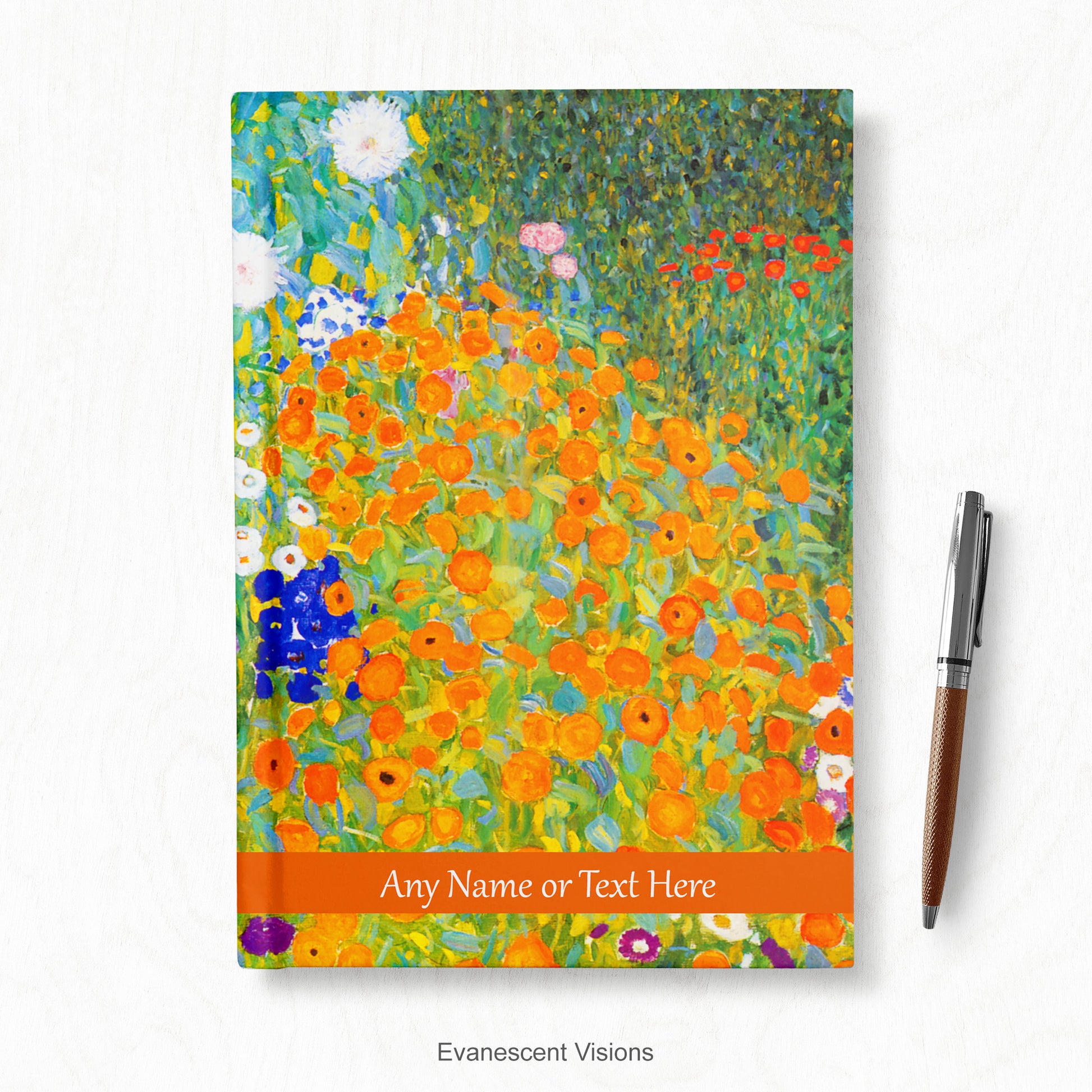 Personalised Notebook, Hardback with Klimt's Bauerngarten artwork