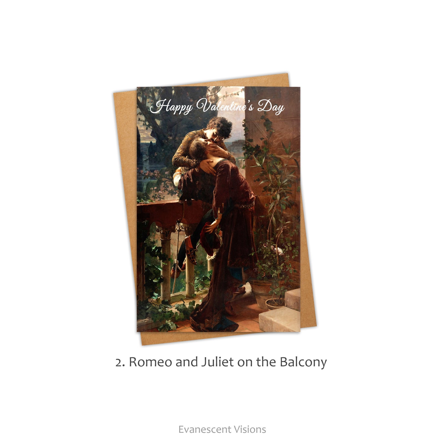 Valentine card with design option 'Romeo and Juliet on the Balcony'