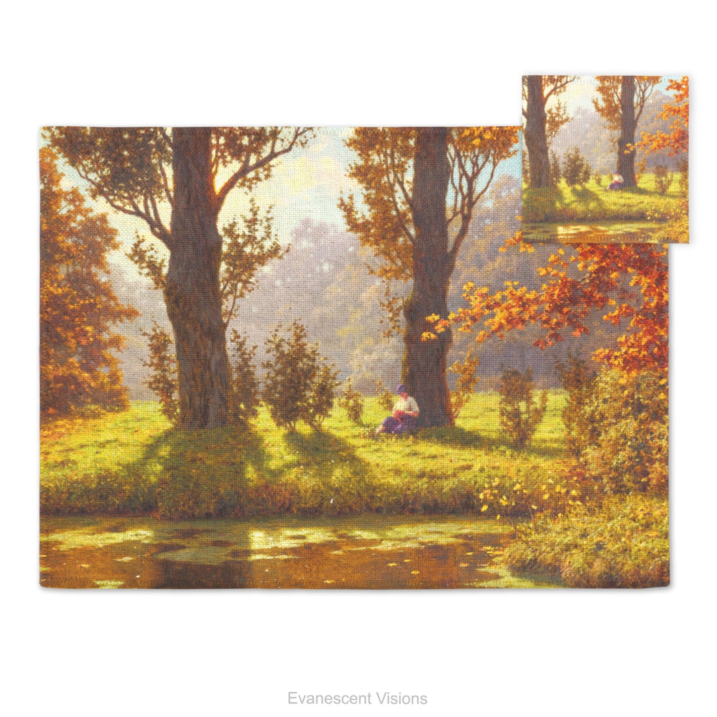 Placemat and coaster with design of 'A Sunny Afternoon' by Ivan Fedorovich Choultsé (1874–1939).