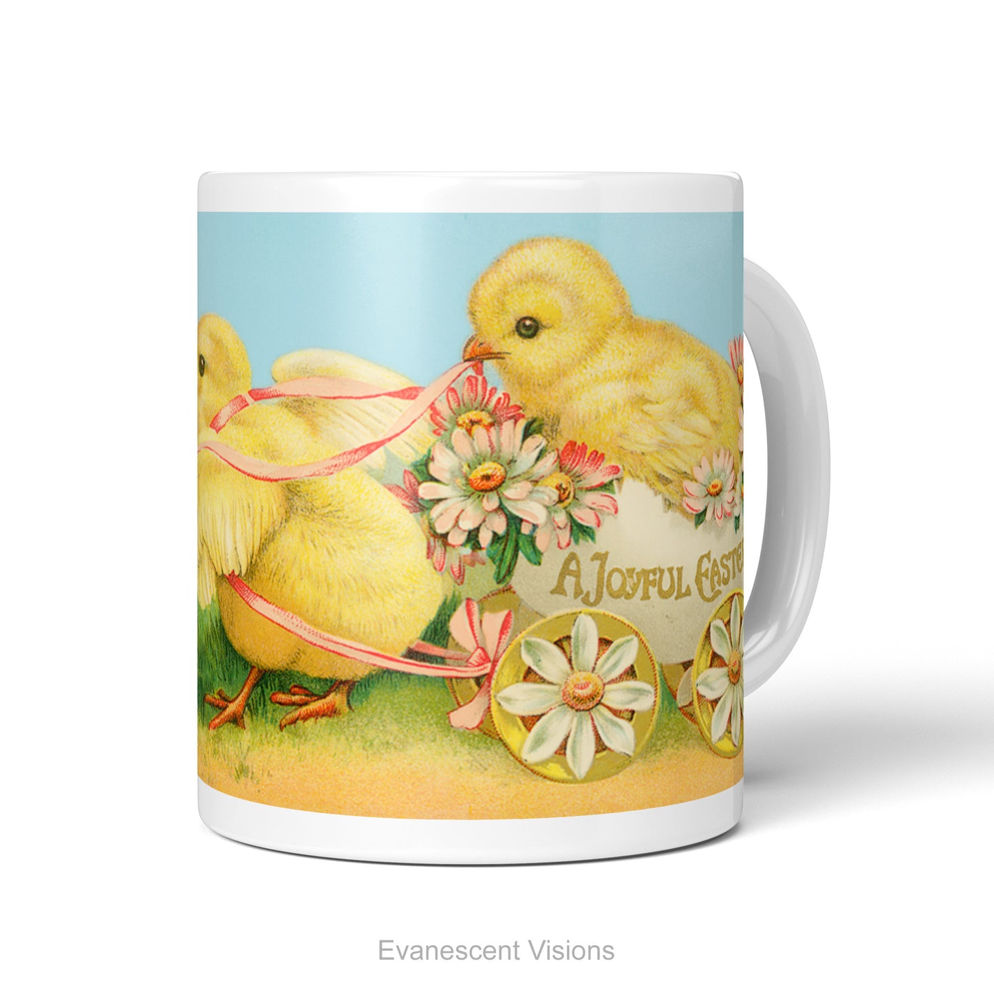 Ceramic mug with vintage design of Easter Chicks.