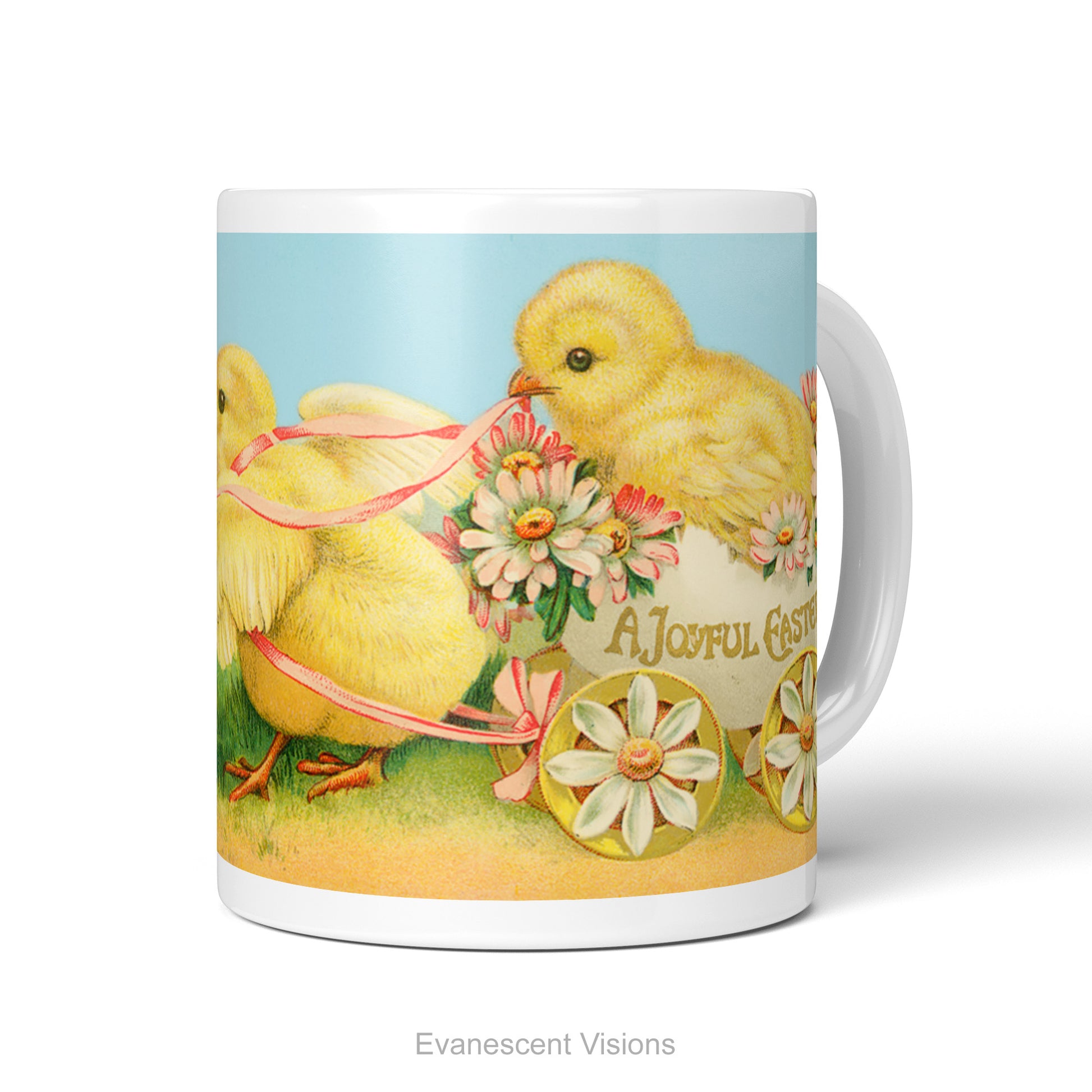 Ceramic mug with vintage design of Easter Chicks.