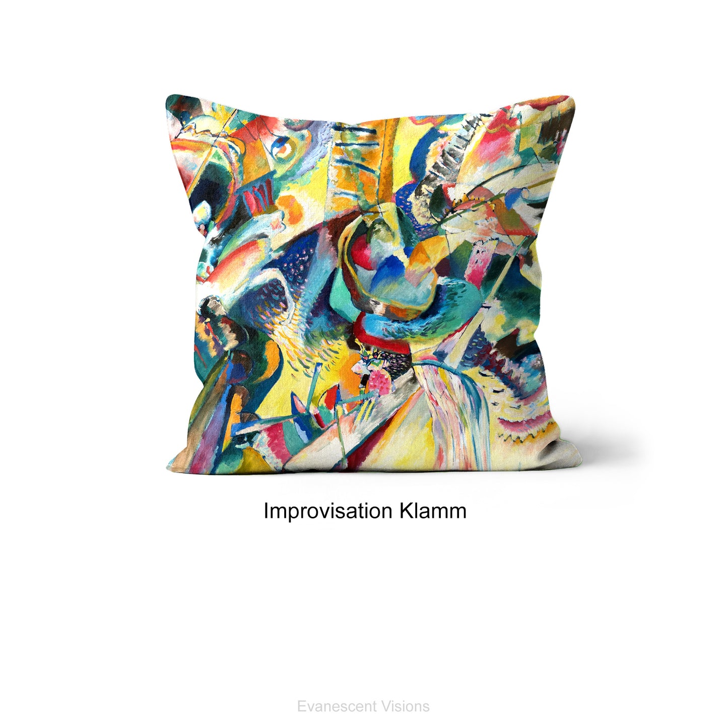 Abstract Art Cushion with Wassily Kandinsky's Improvisation Klamm artwork