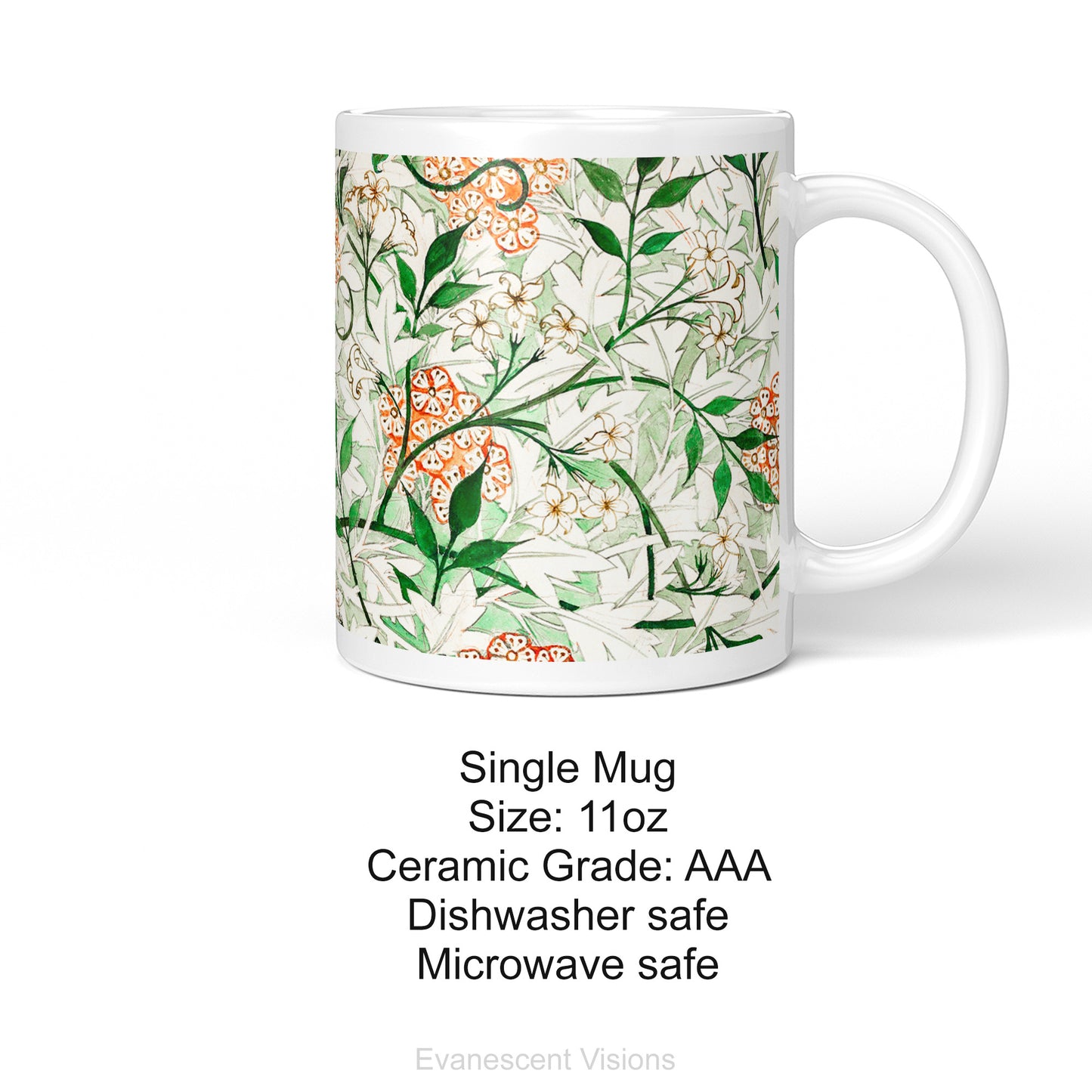 Product details for the William Morris Jasmin Design Ceramic Art Mug