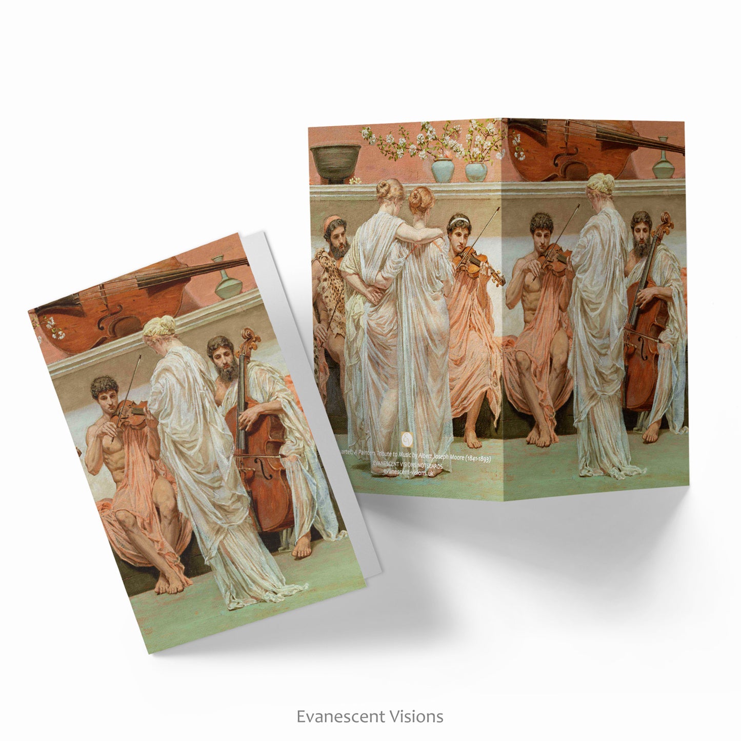 Quartet by Albert Joseph Moore Art Notecard showing both the front and back design