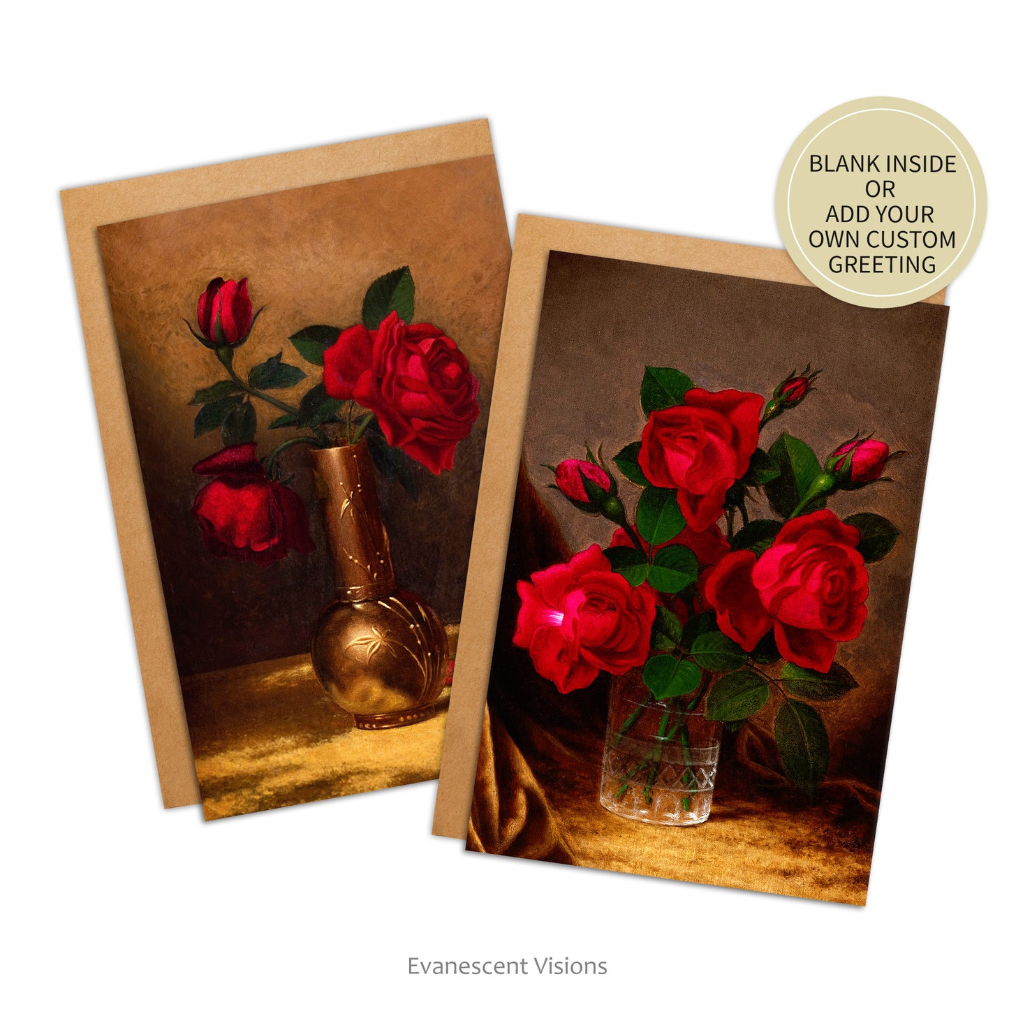 Red Roses Art Greeting Cards with envelopes