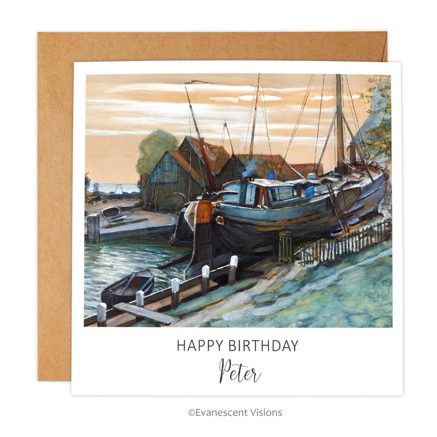 Mondrian Drydock at Durgerdam Personalised Birthday Card with envelope