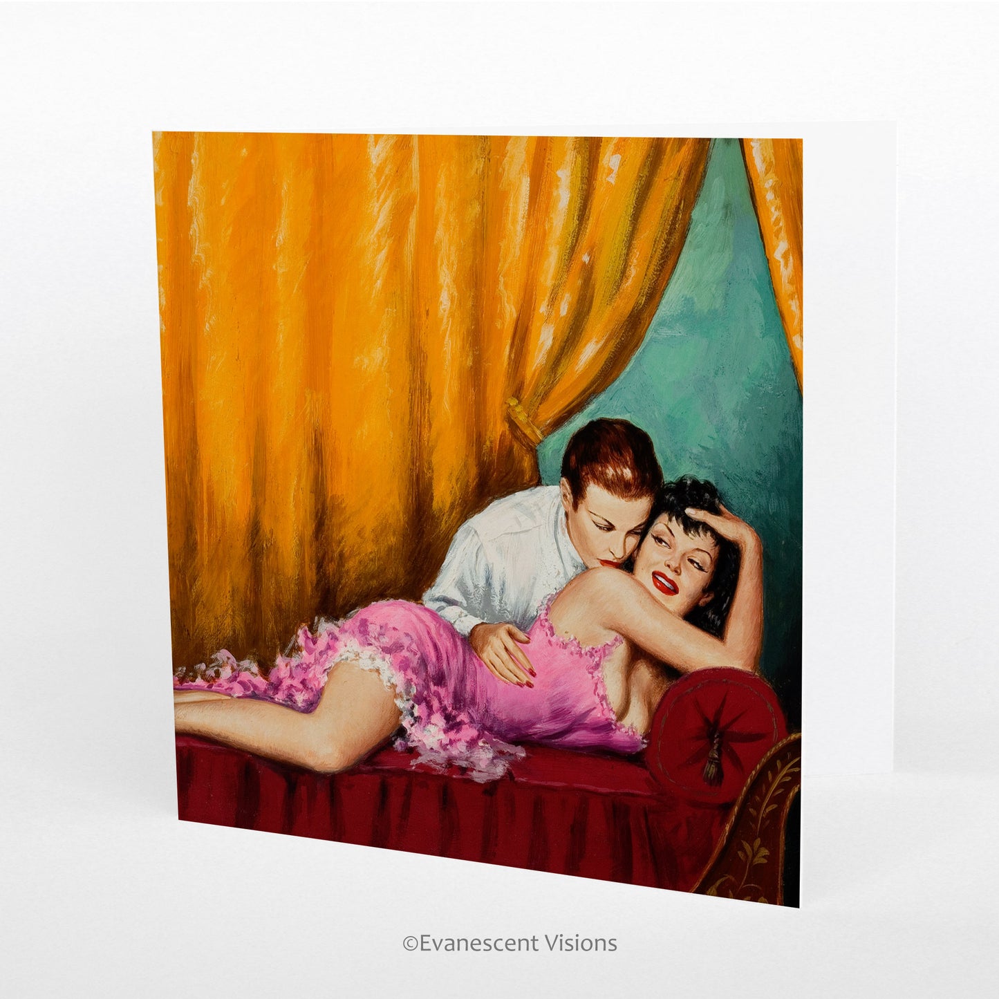Walter Popp Adam and Two Eves Pulp Fiction Forbidden Love Art Card
