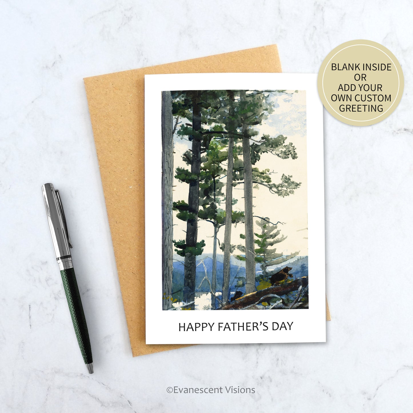 Winslow Homer Landscape Image Father's Day Card with envelope