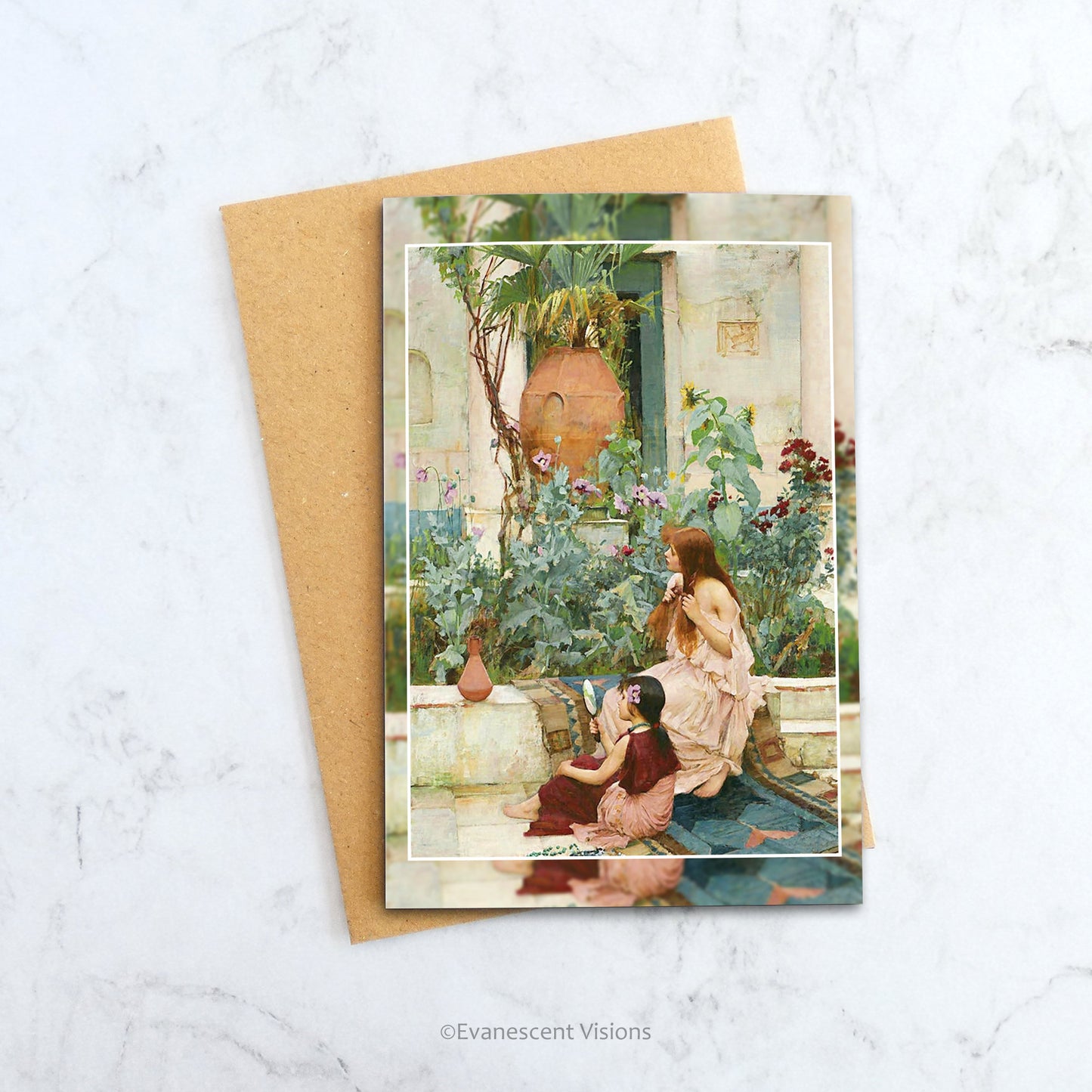 Alternative view of William Waterhouse At Capri Art Greeting card with envelope