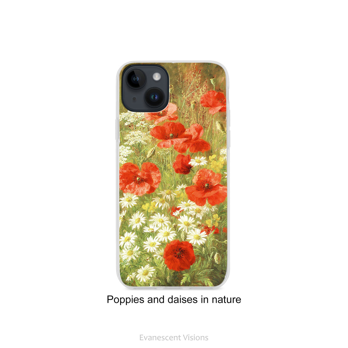 Floral Art Phone Case for iPhones, Wildflower, Poppies or Water Lilies, Protective Flexible Case