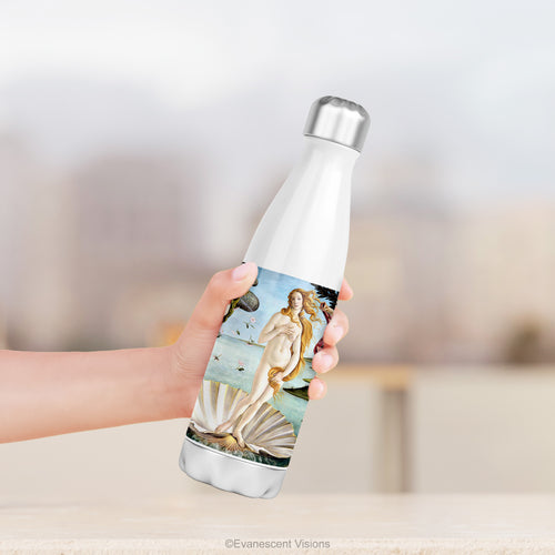 A hand holding the Birth of Venus Stainless Steel Water Bottle, Thermos, 500m