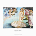 Full front and back cover view of ahardcover featuring Sandro Botticelli's classic painting 'The Birth of Venus' displayed against a white background.