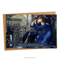 Card and envelope. Card has 'Love among the Ruins' by Edward Burne-Jones and 'Happy Anniversary' on front