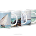4 Fine Art Mugs, Nautical Mugs with Seascapes with Sailing Boats