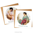Two square cards and envelopes. Designs 'Violets, Sweet Violets' and 'The Love Letter' by John William Godward
