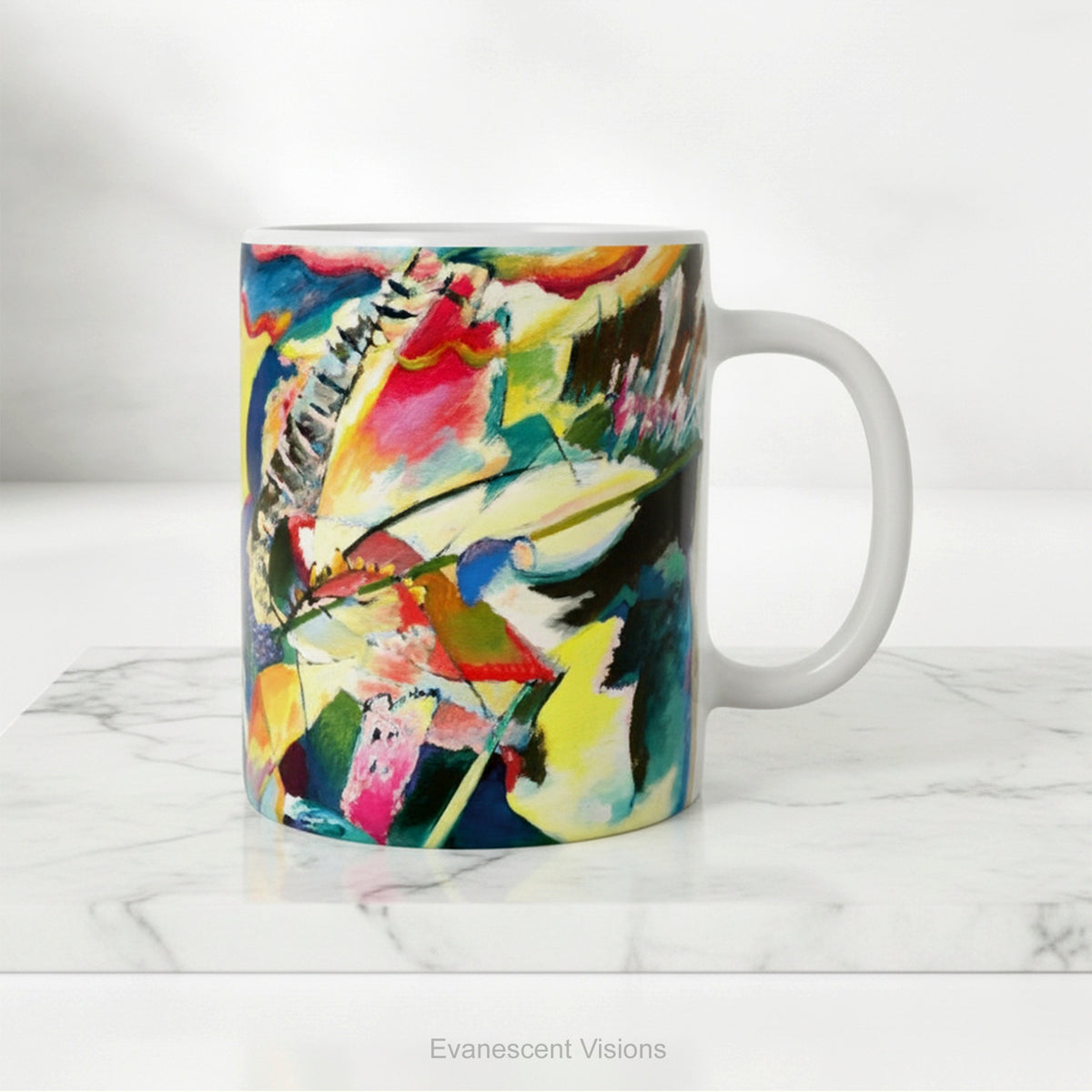 Colourful Abstract Art Mug, Kandinsky Improvisation Klamm