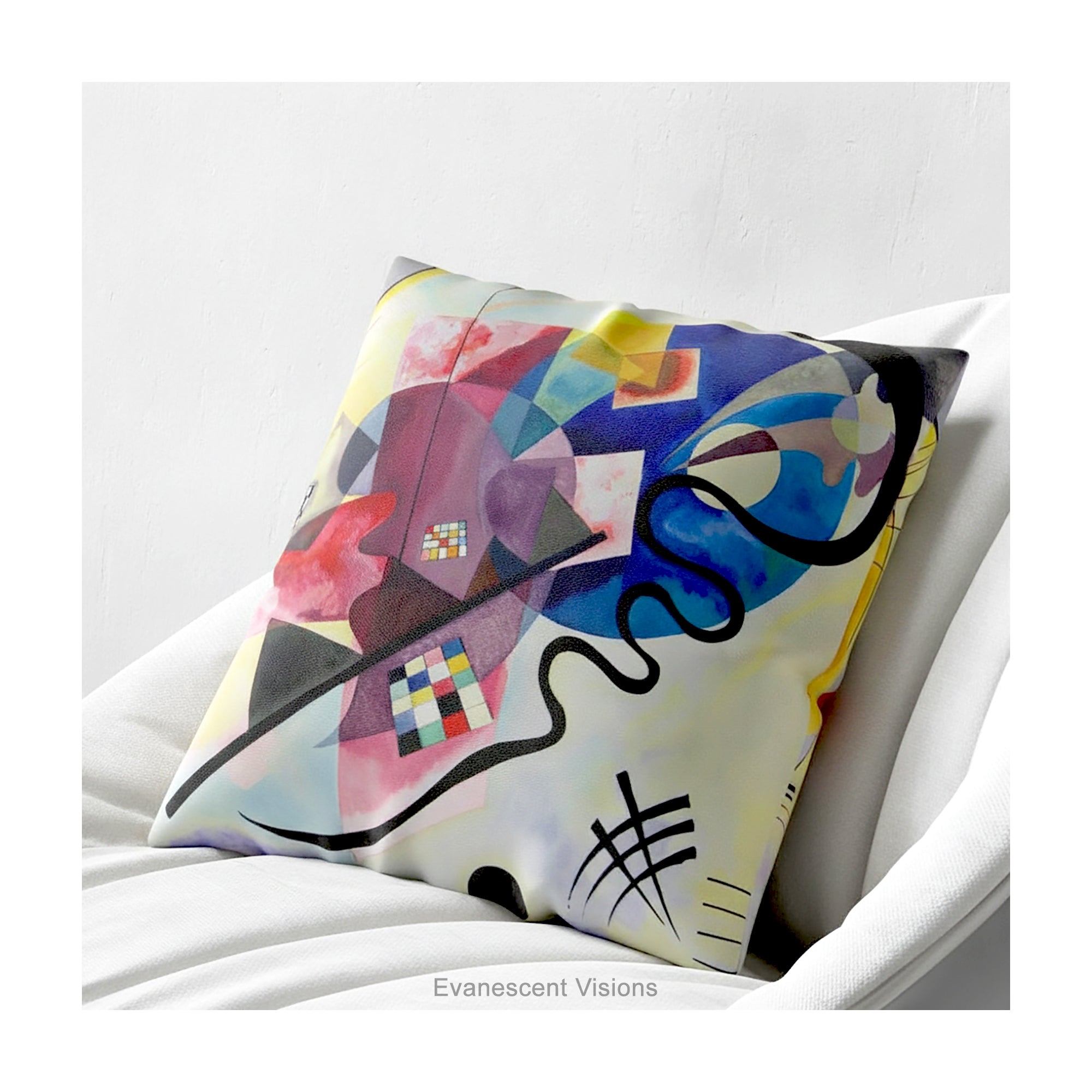Kandinsky Jaune Rouge Bleu Art Cushion,  3 Sizes