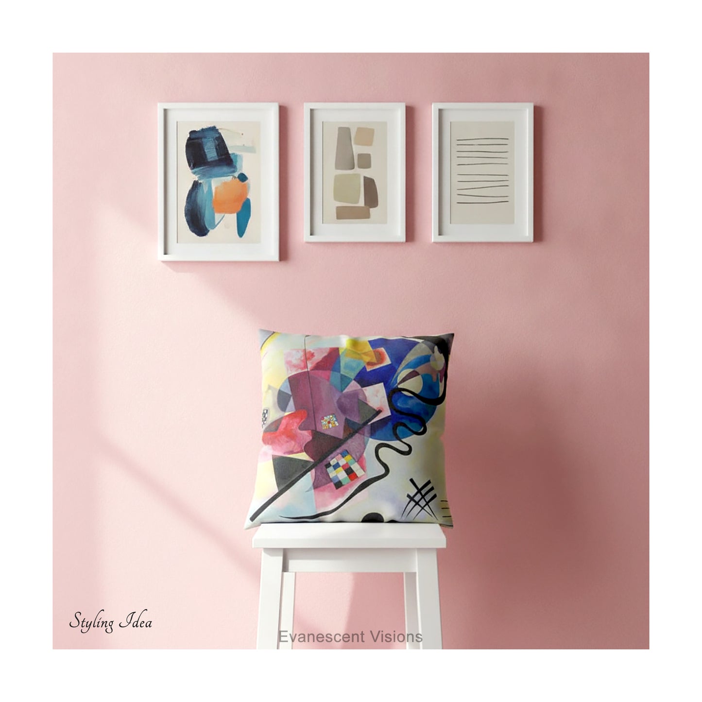Kandinsky Jaune Rouge Bleu Art Cushion,  3 Sizes