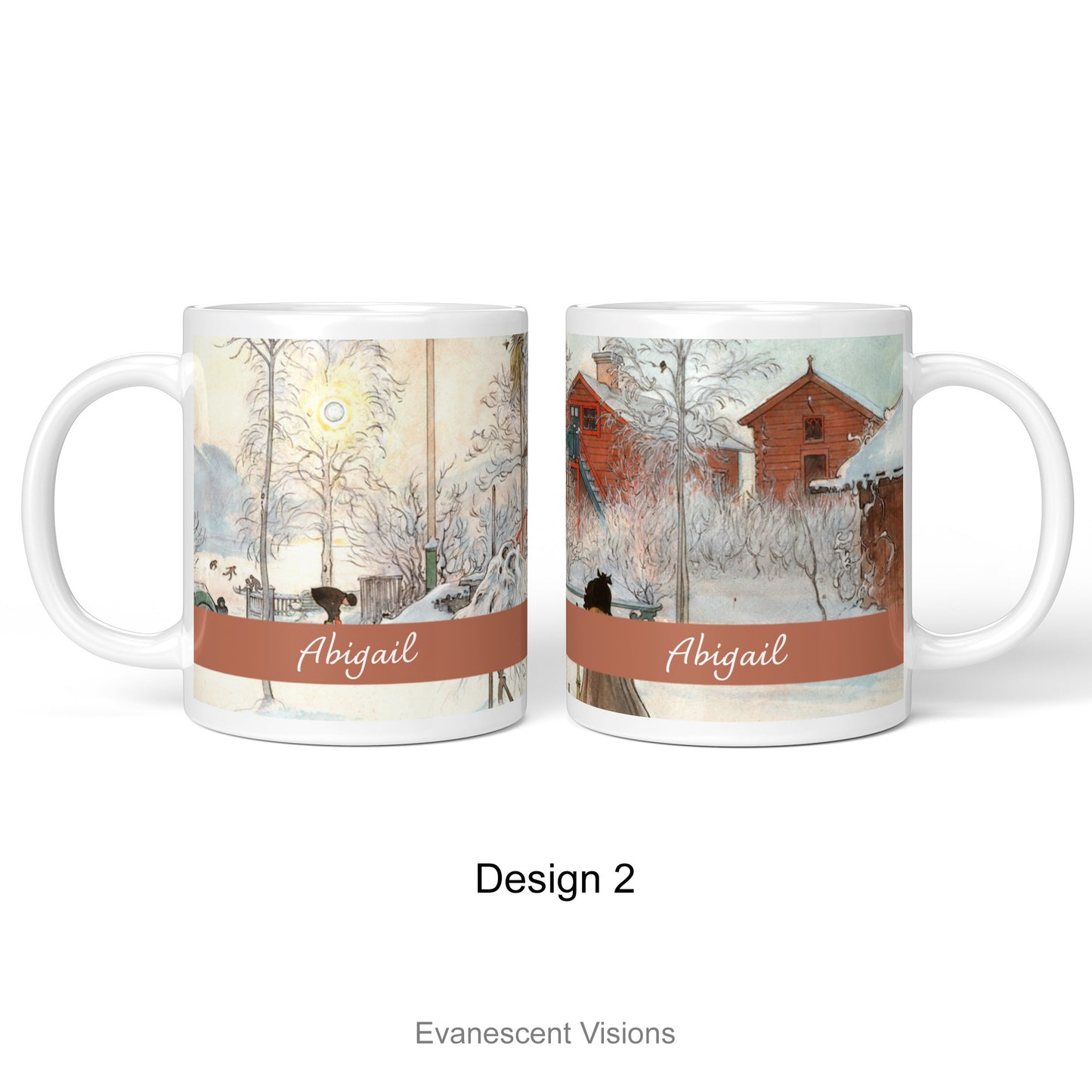 Personalised Art Mug with Winter Landscape Paintings by Carl Larsson