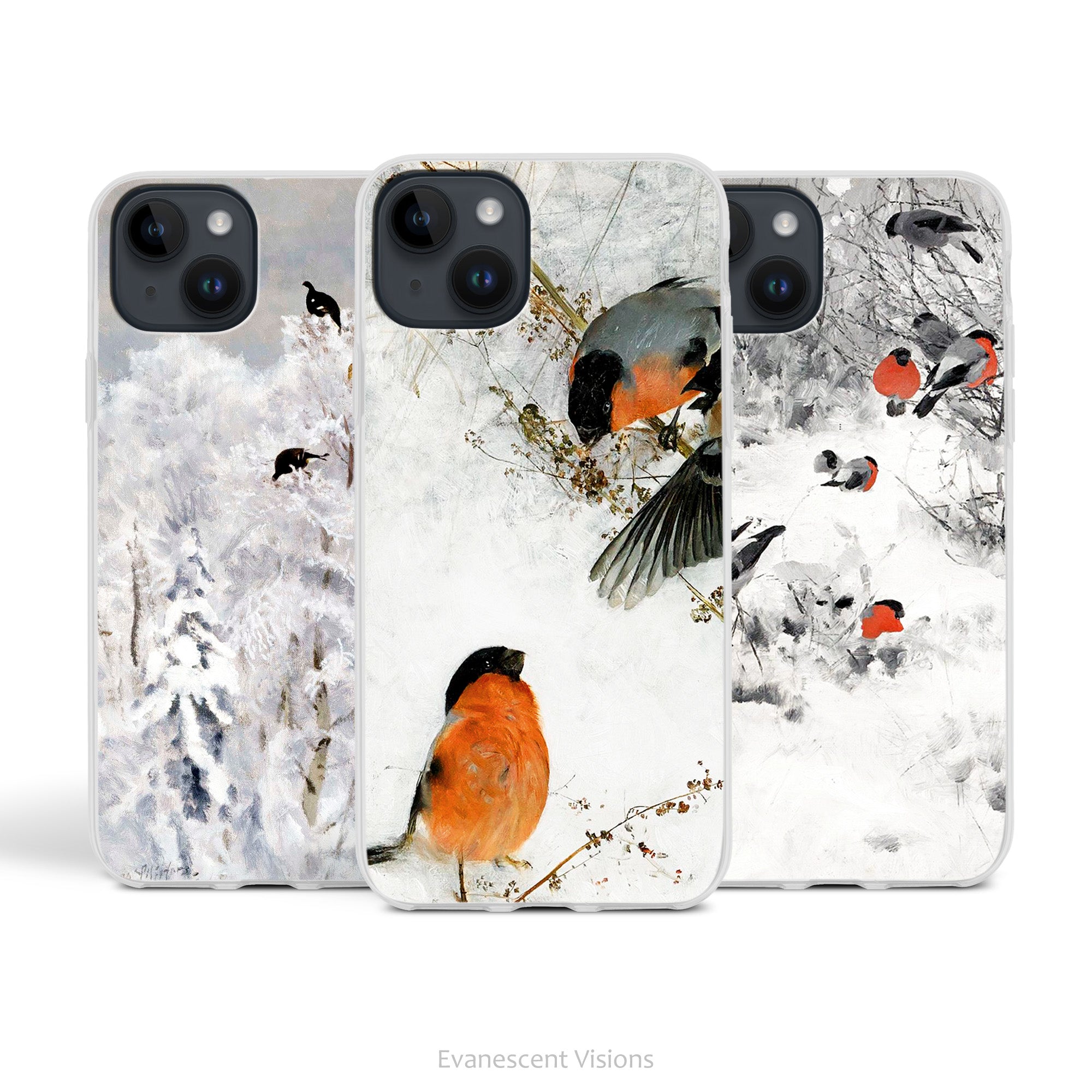 Birds in Winter Artistic Phone case for iPhone Series 17, 16, 15 and more