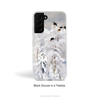 Birds in Winter Art Phone Case for Samsung Phones, Protective Slim Case