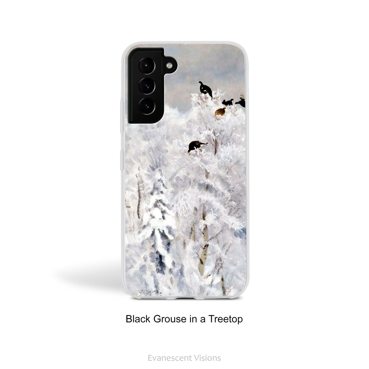Birds in Winter Art Phone Case for Samsung Phones, Protective Slim Case