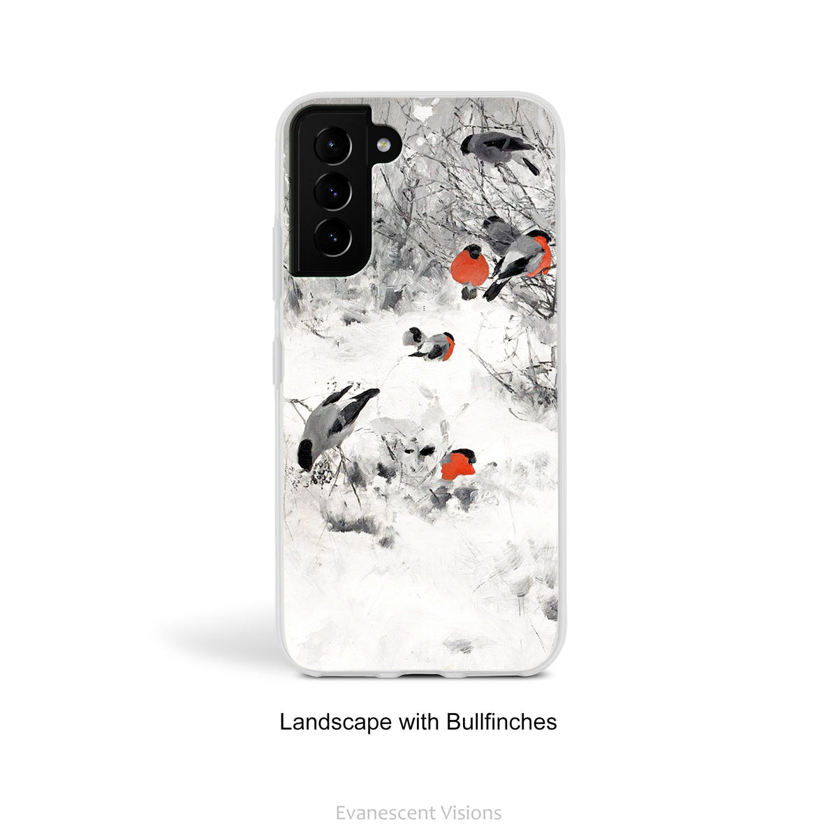 Birds in Winter Art Phone Case for Samsung Phones, Protective Slim Case