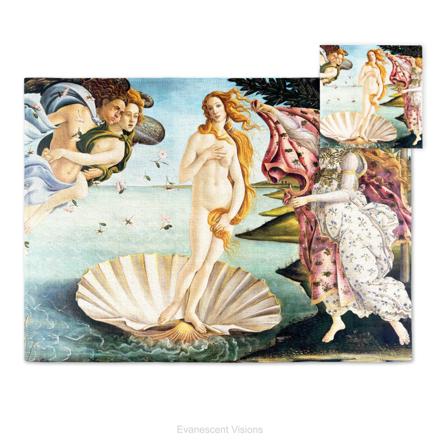 Birth of Venus Artistic Fabric placemat and coasters