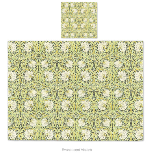 Morris Pimpernel Green Fabric Placemat and Coasters