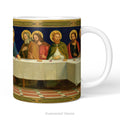 A ceramic mug featuring religious painting 'The Last Supper' by Henry Siddons Mowbray. 