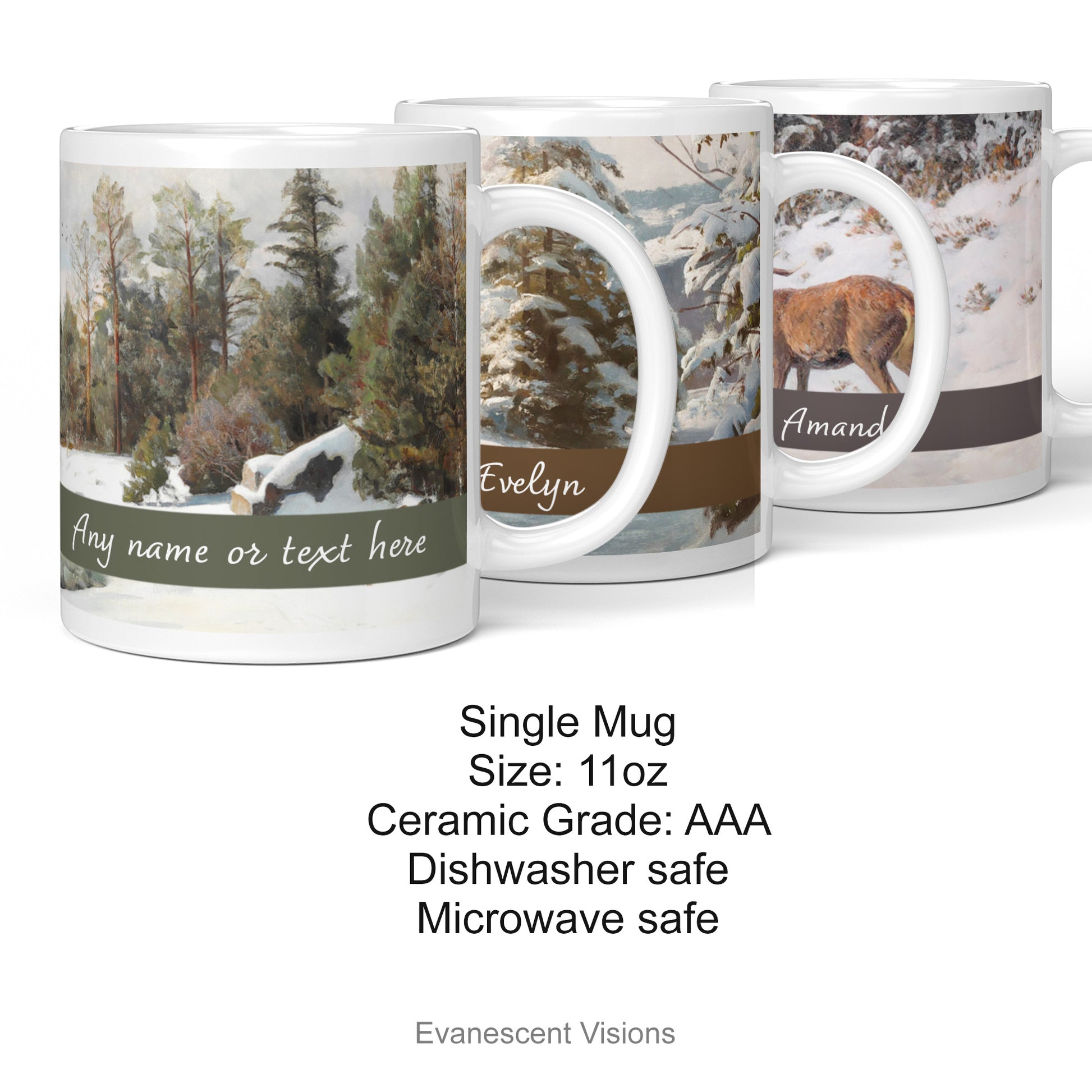 Snowy Winter Landscape mugs with product details