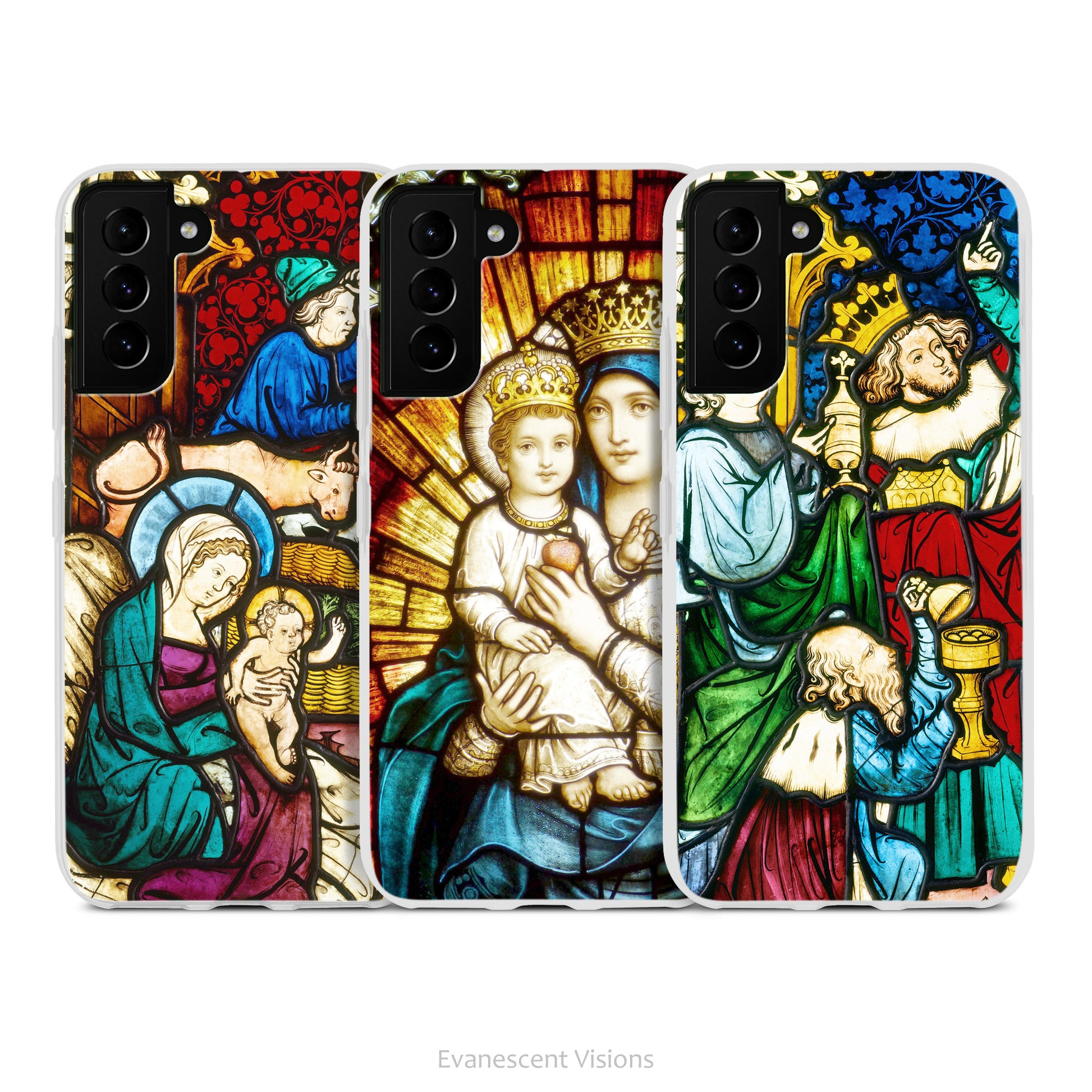 Three Stained Glass Church Window Image Phone Cases for Samsung Phones