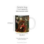Mug dimensions for the  Three Mary's with an Angel ceramic mug. 