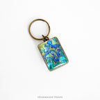 Bronze metal keyring with Van Gogh Irises art