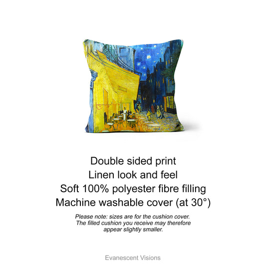 Van Gogh Decorative Art Cushion, Starry Night, Cafe Terrace at Night