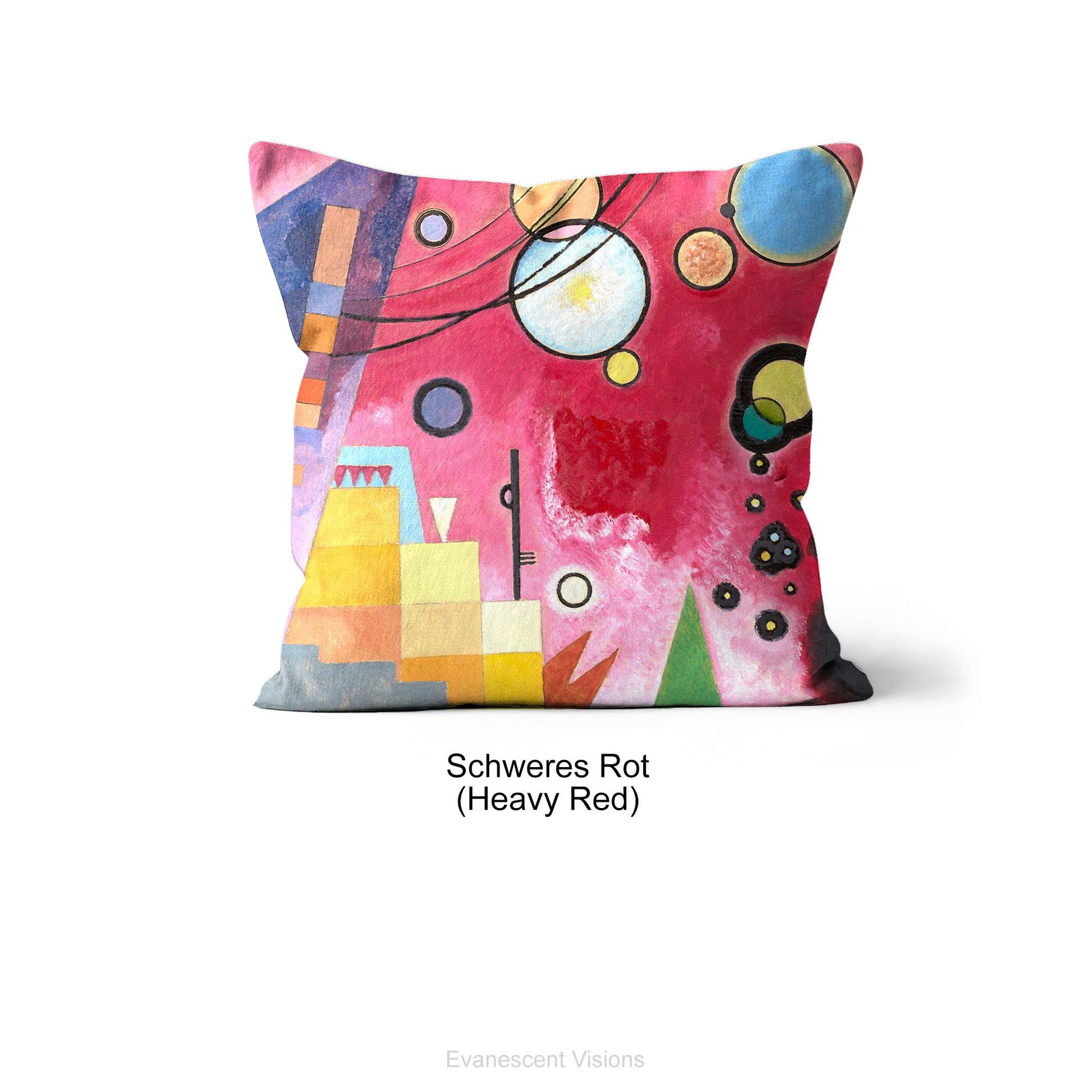 Abstract Art Cushion with Wassily Kandinsky's Schweres Rot artwork