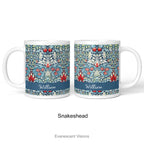 Left and right view of the 'Snakeshead' design Personalised William Morris patterned mug