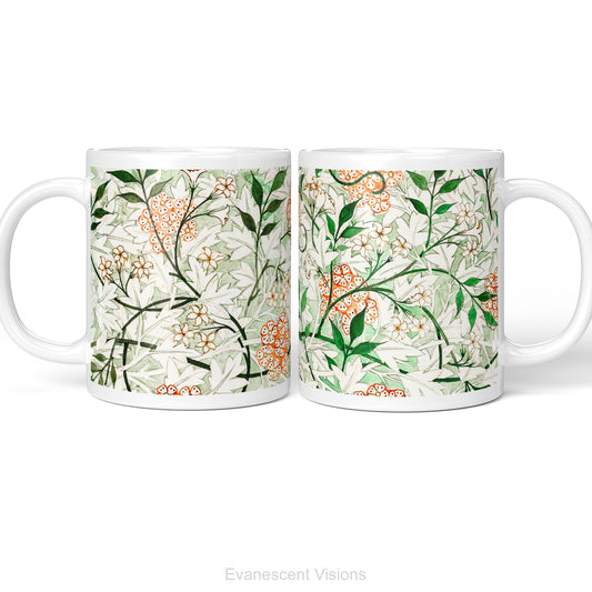 Left and right side views of the William Morris Jasmin Design Ceramic Art Mug