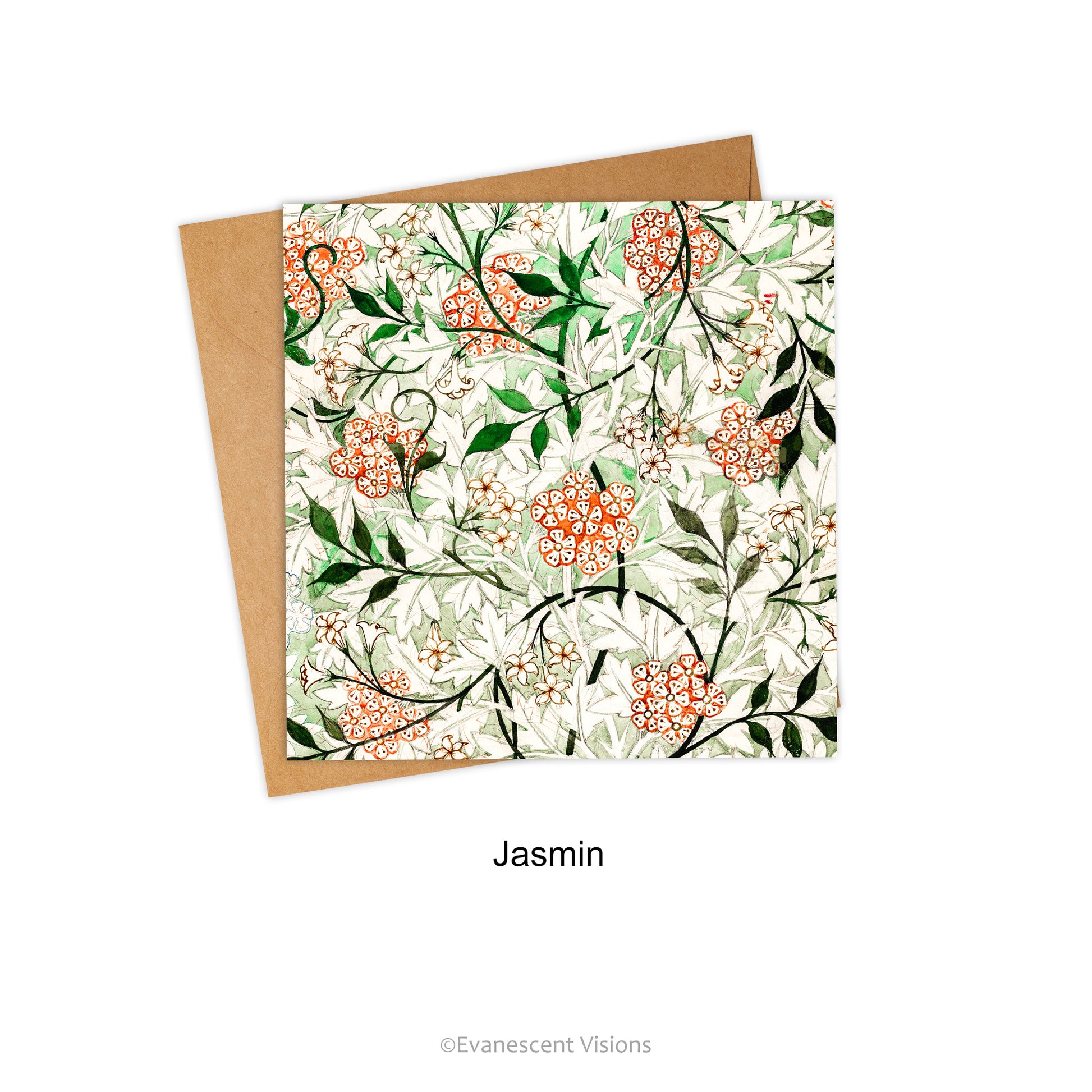 William Morris Jasming Design Floral Patterned Greeting Card