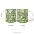 Left and right side views of the Pimpernel personalised ceramic mug