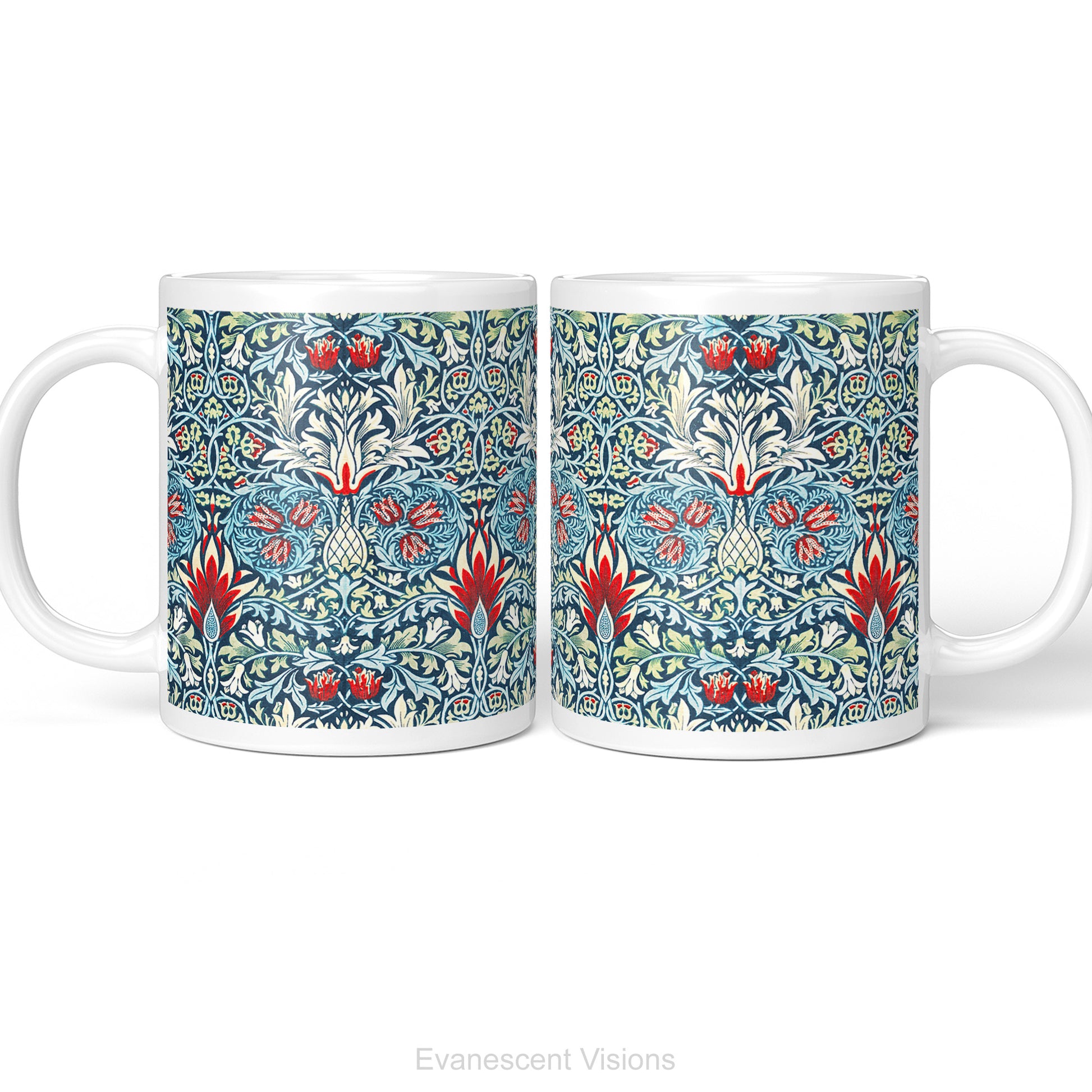 Left and right side views of the William Morris Snakeshead Ceramic Art Mug