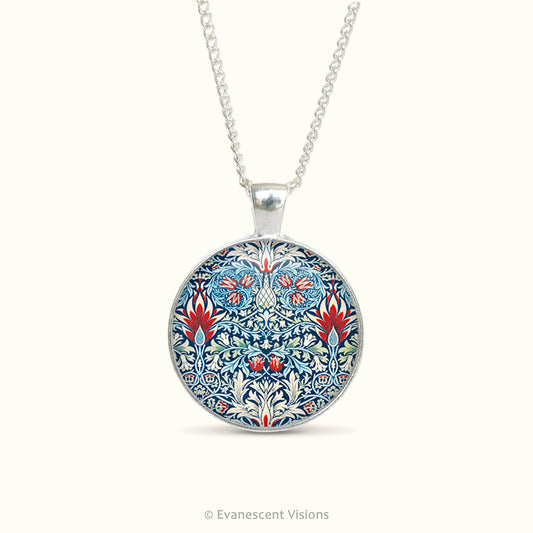 Pendant necklaces with detail from artwork  'Snakeshead' by William Morris