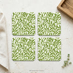 'Willow' botanical coasters on a stone surface. 