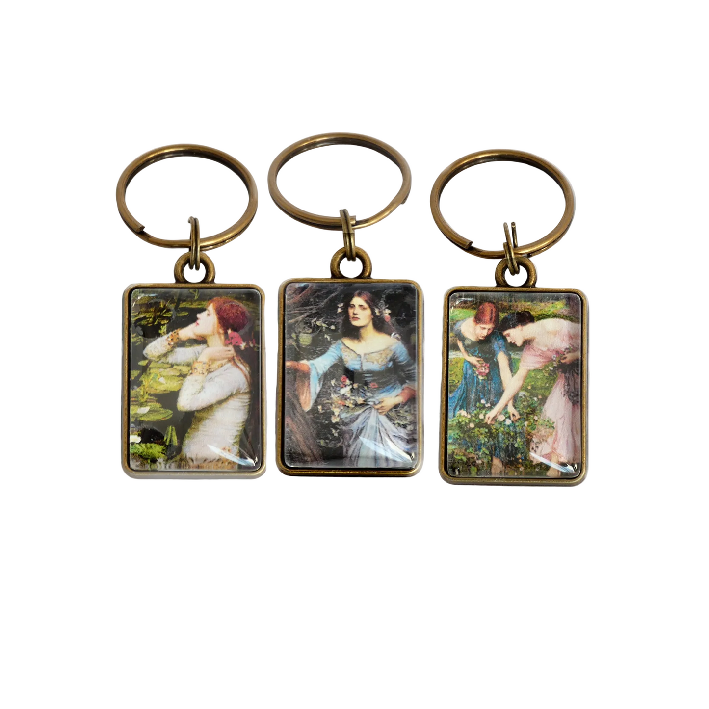 Pre-Raphaelite Art Keyring, Waterhouse Women, Ophelia, Rosebud, Double Sided