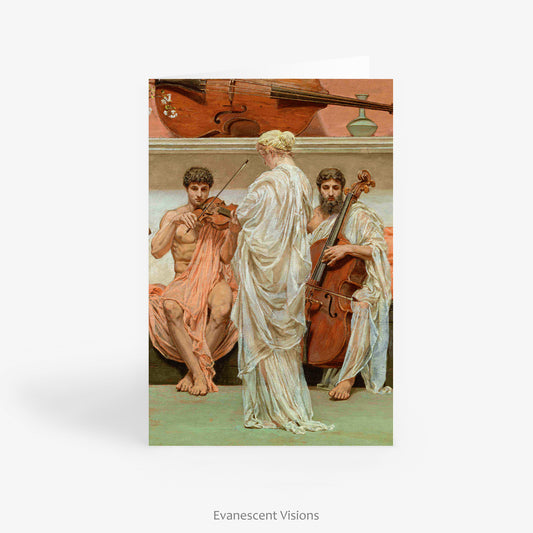 front view of the Albert Joseph Moore Quartet Art Notecard standing on a desk 