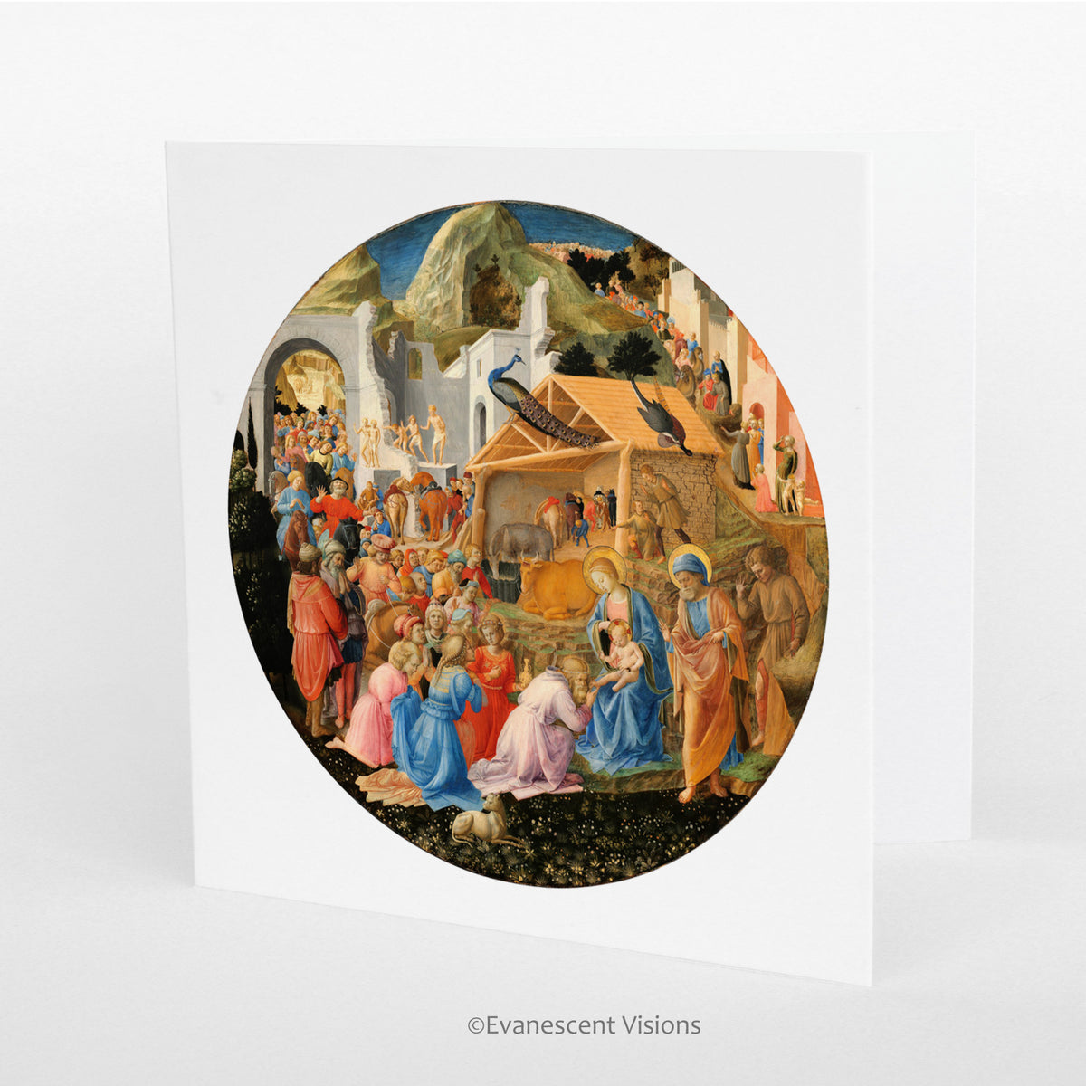 Adoration of the Magi Christmas Card standing on a desk